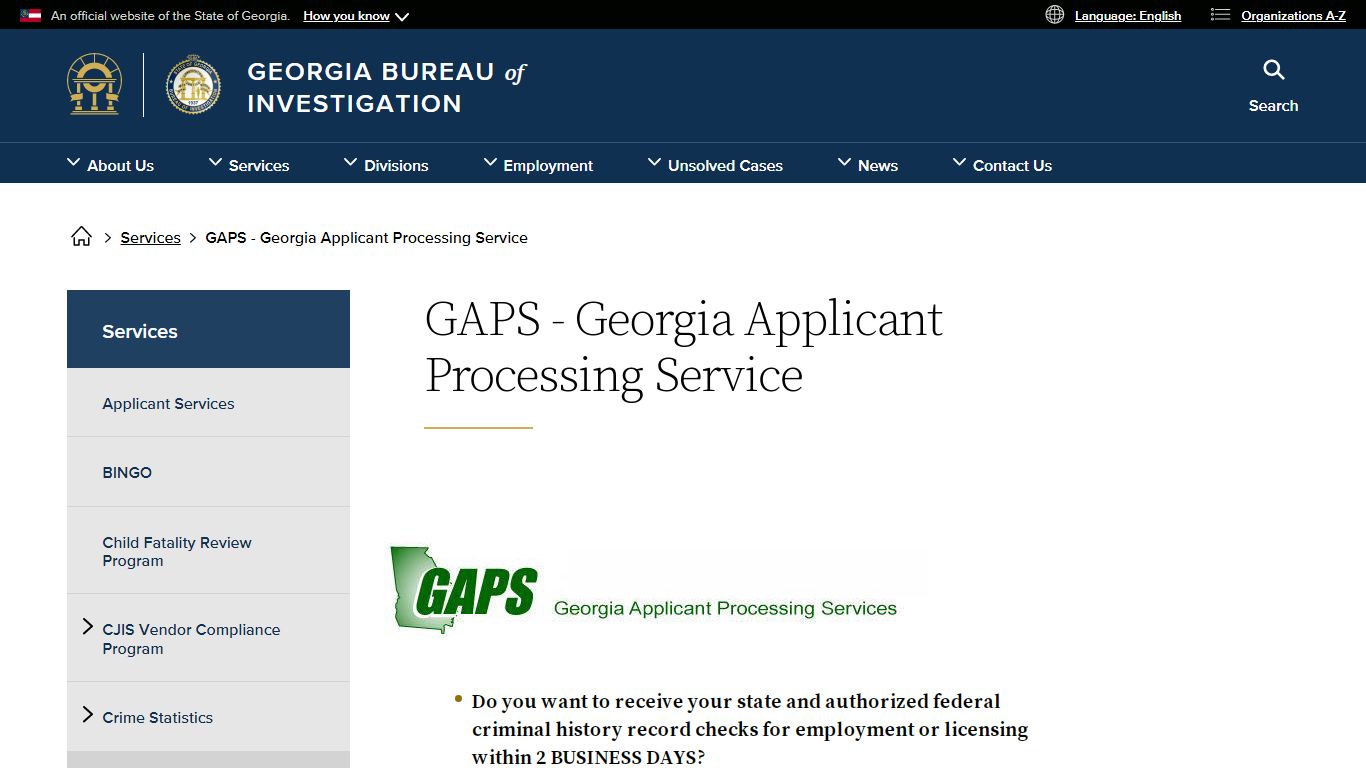 GAPS - Georgia Applicant Processing Service